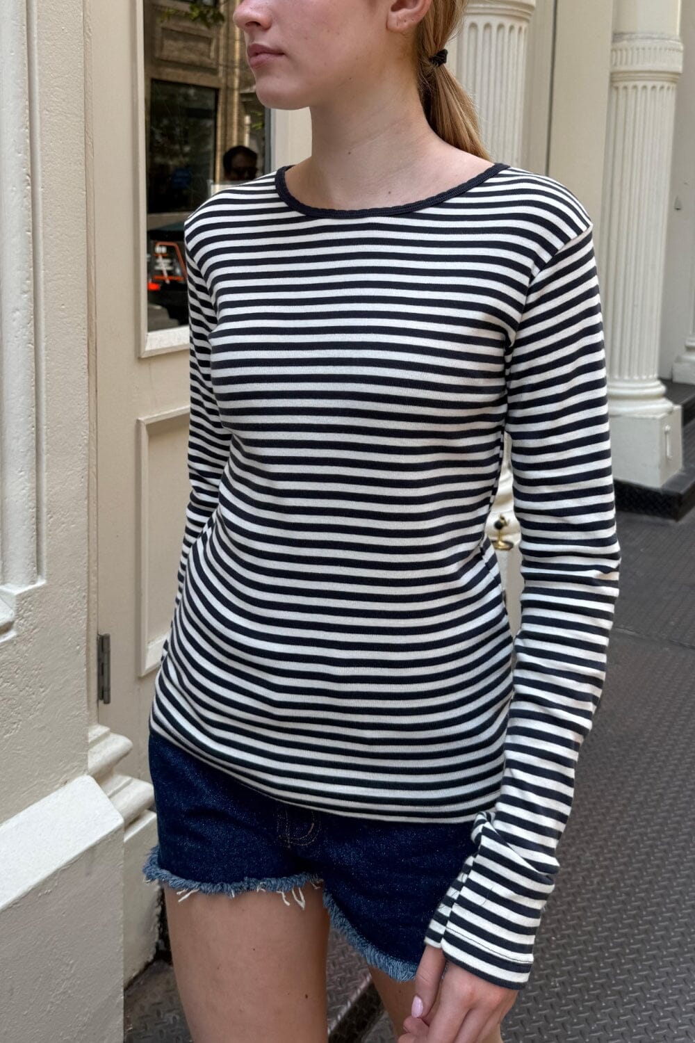 Dark Navy And Ivory Stripes / XS/S