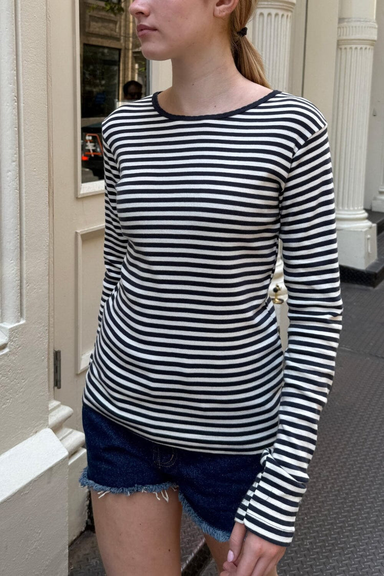 Leah Stripe Top | Dark Navy And Ivory Stripes / XS/S