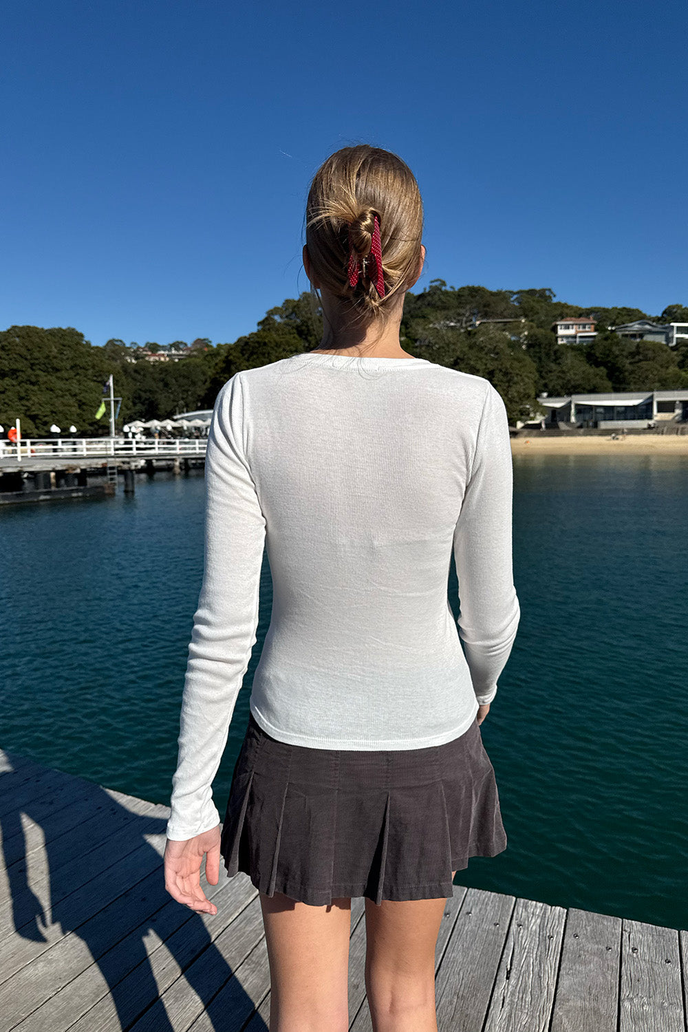 Leah V-Neck Top | White / XS/S
