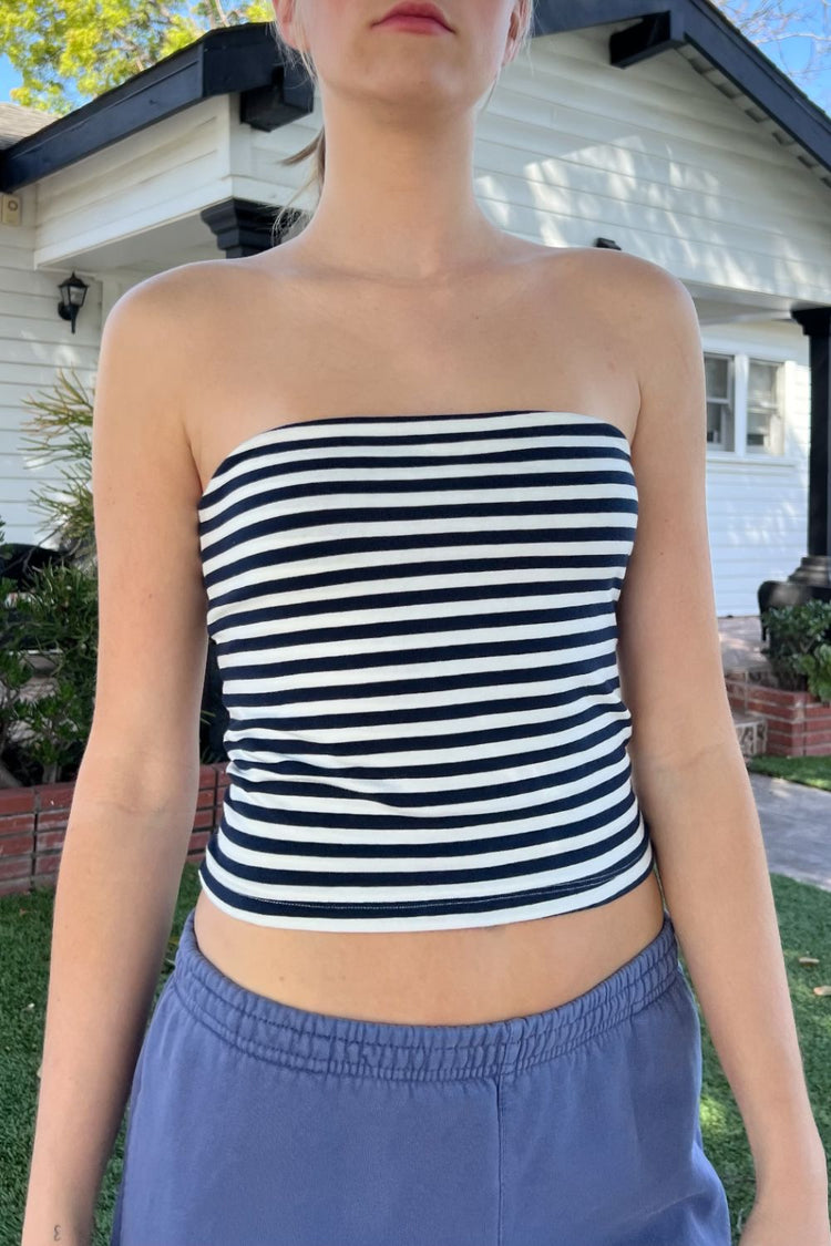 Amelia Stripes Top | White And Navy Horizontal Stripes / XS/S