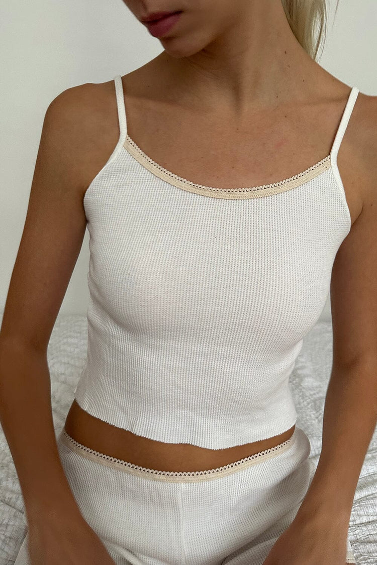 Skylar Waffle Tank Top | Natural White / XS/S