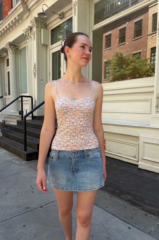 Pink And Brown Blue Floral / XS/S