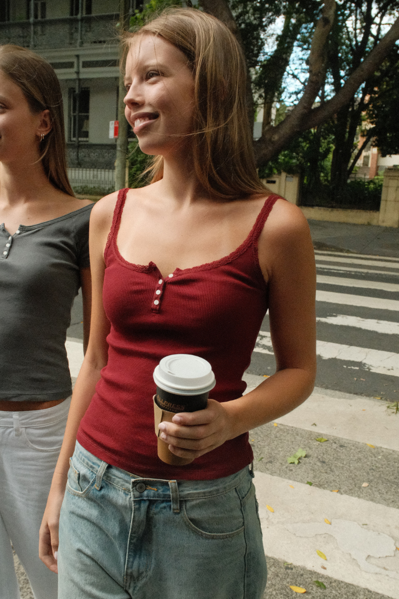Amaya Lace Tank | Burgundy / XS/S