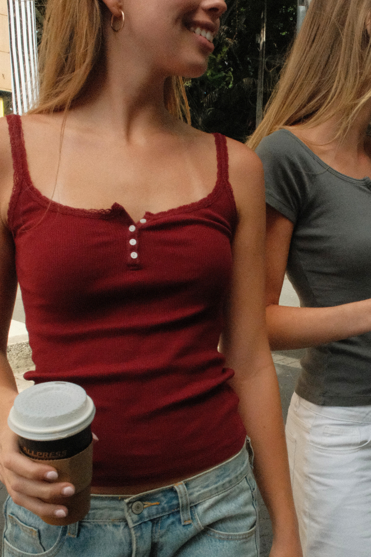 Amaya Lace Tank | Burgundy / XS/S