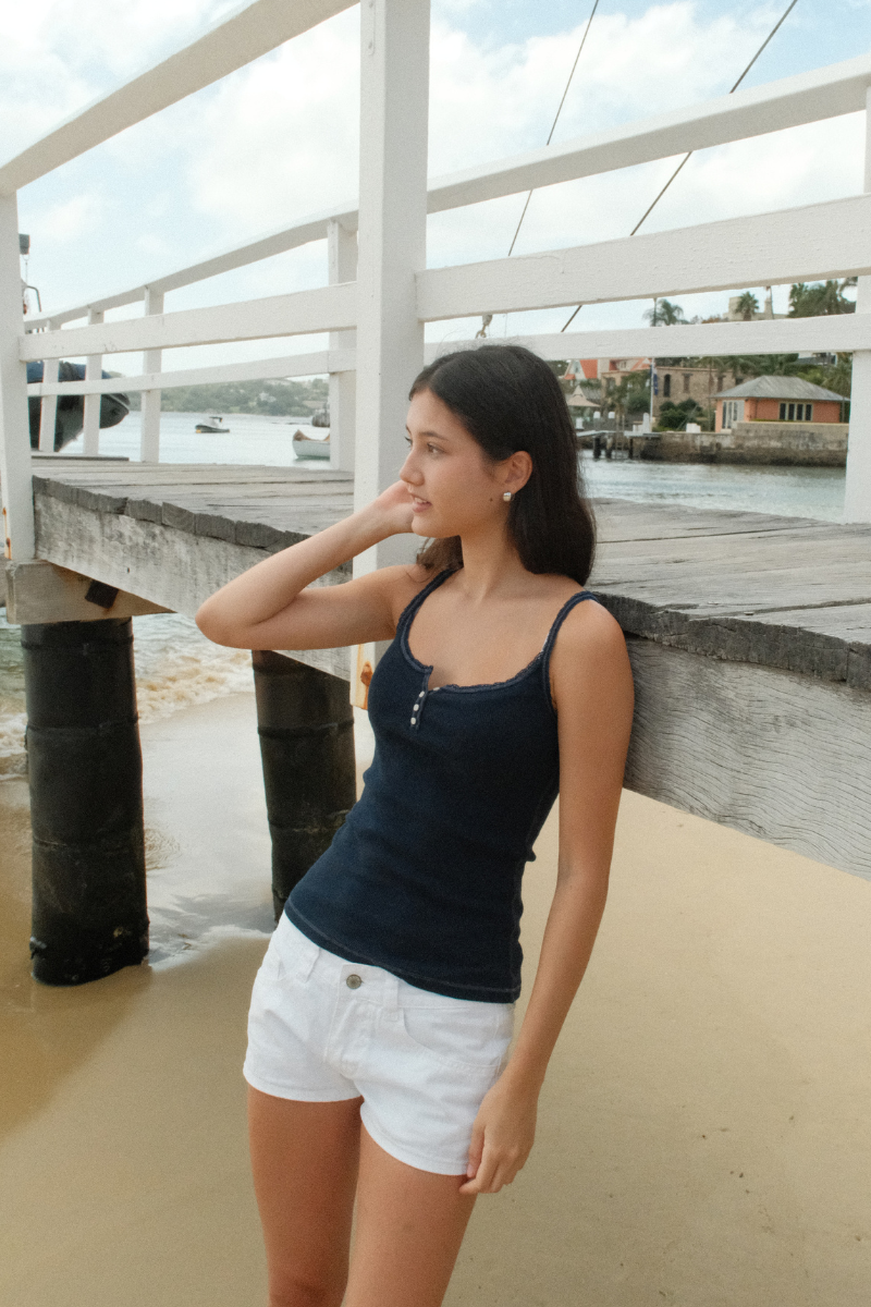 Amaya Lace Tank | Blue Navy / XS/S