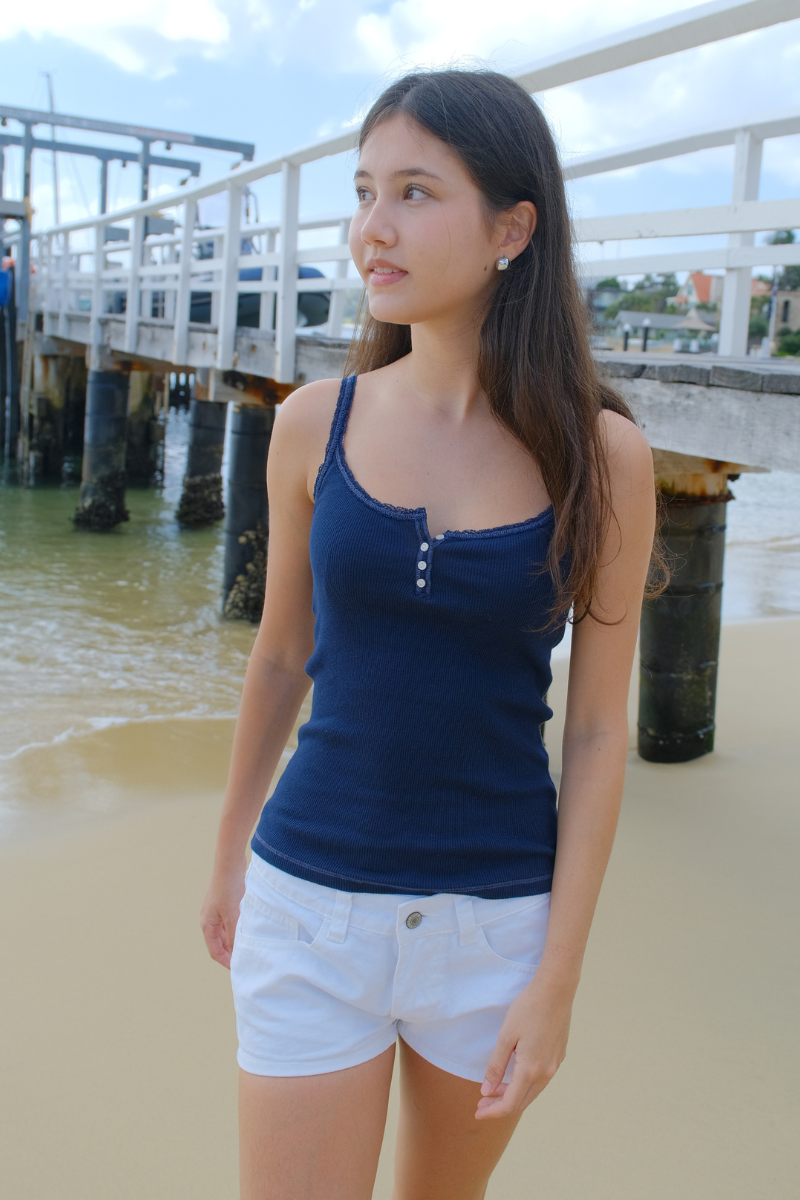 Amaya Lace Tank | Blue Navy / XS/S