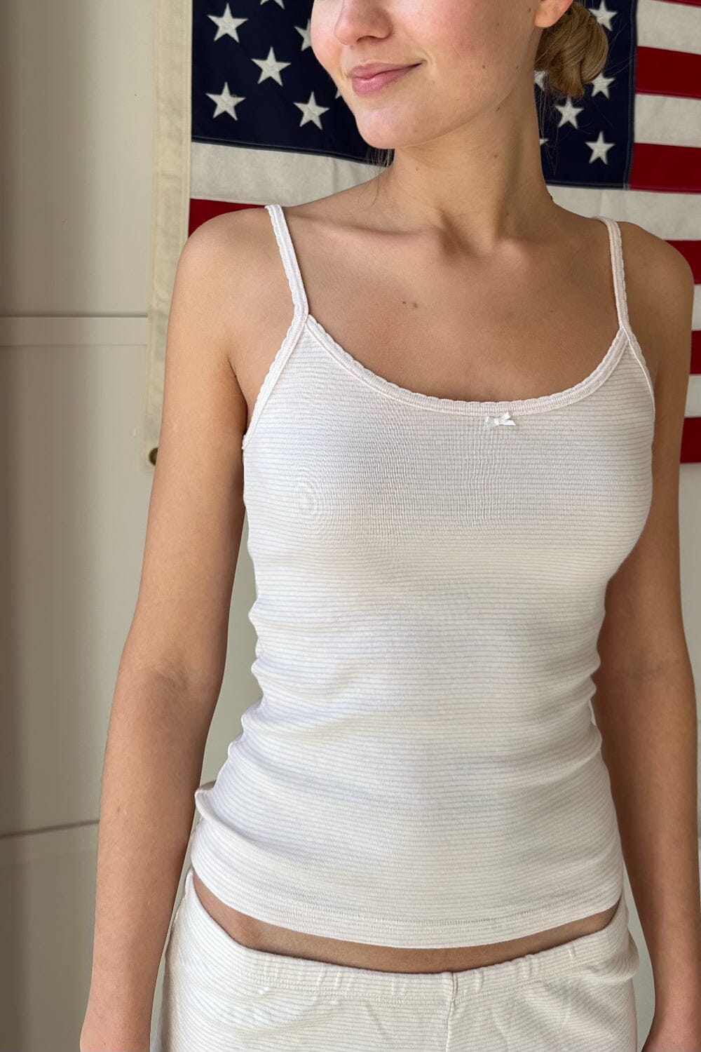 Skylar Striped Tank | Light Pink White Stripes / XS/S
