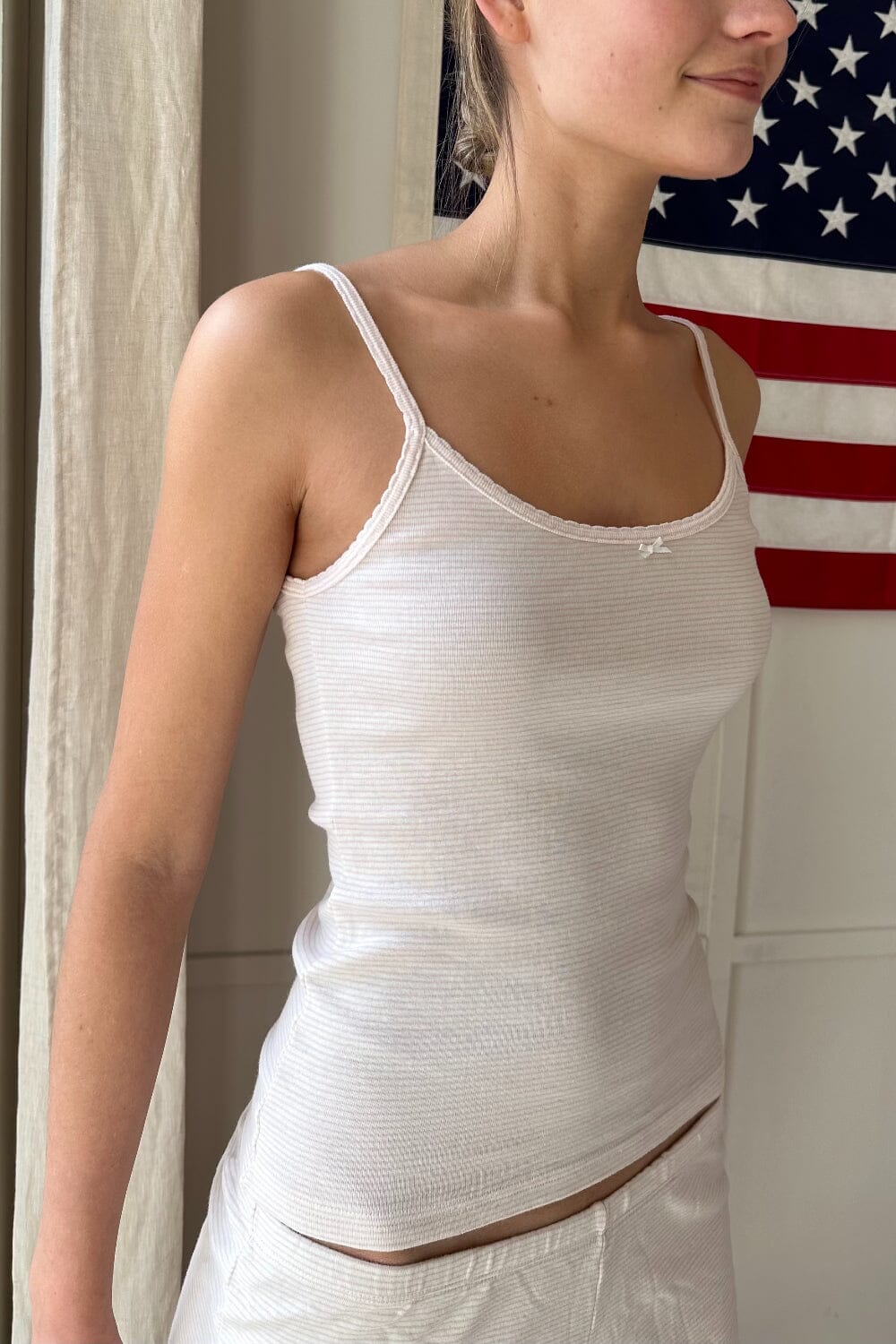 Skylar Striped Tank | Light Pink White Stripes / XS/S