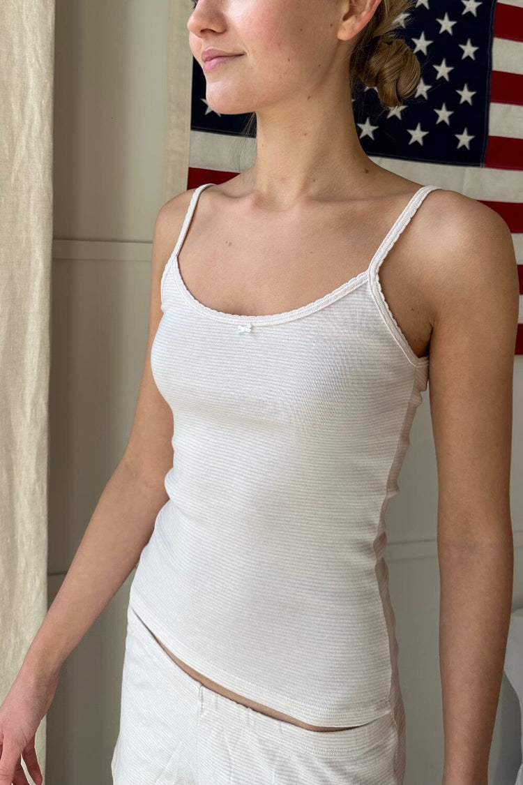 Skylar Striped Tank | Light Pink White Stripes / XS/S