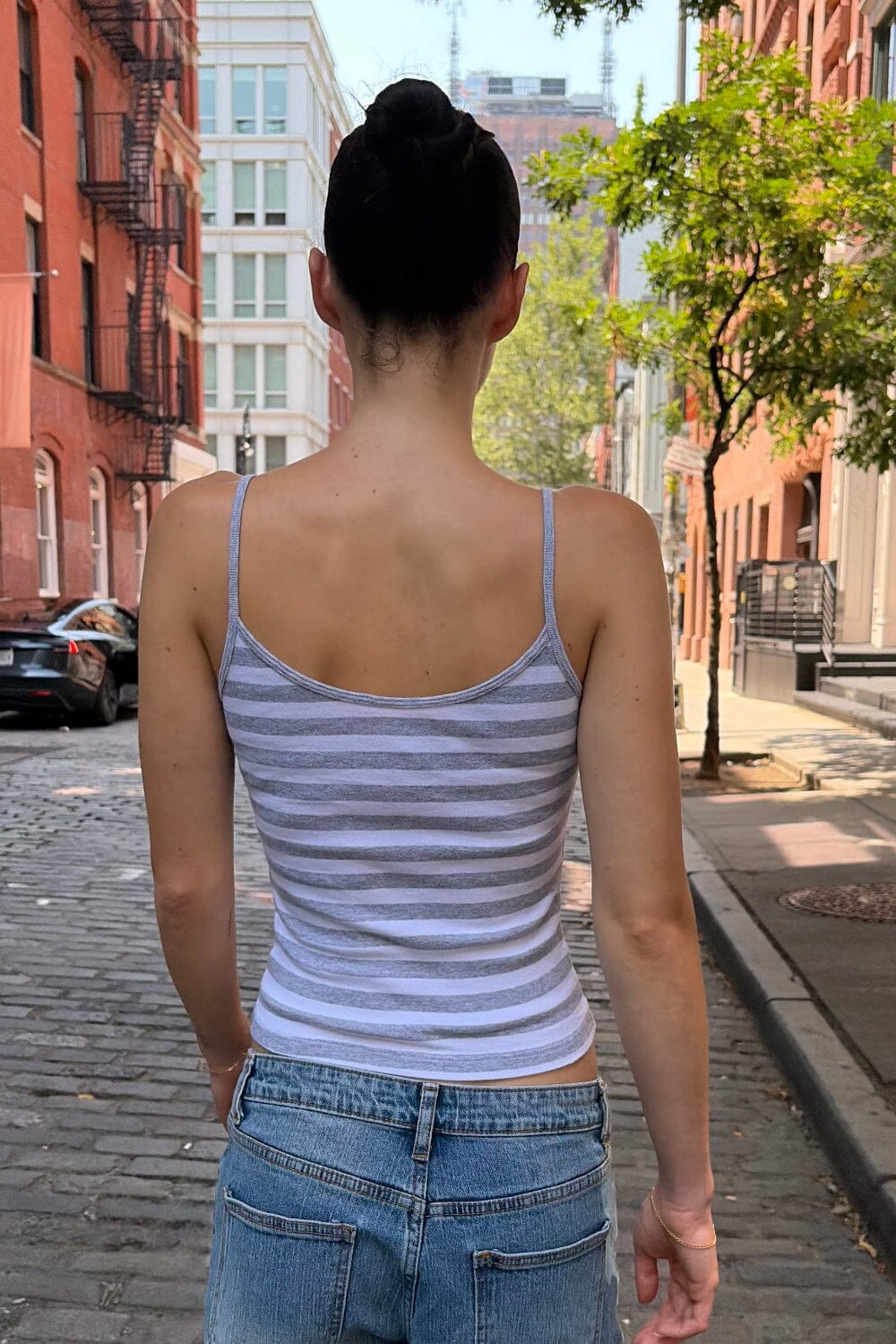 Skylar Striped Tank | Heather Grey White Stripes / XS/S