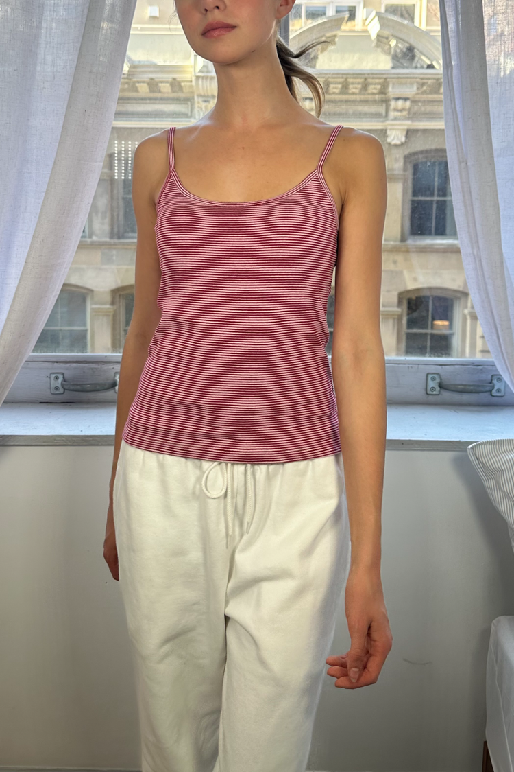 Skylar Striped Tank | White Red Stripes / XS/S