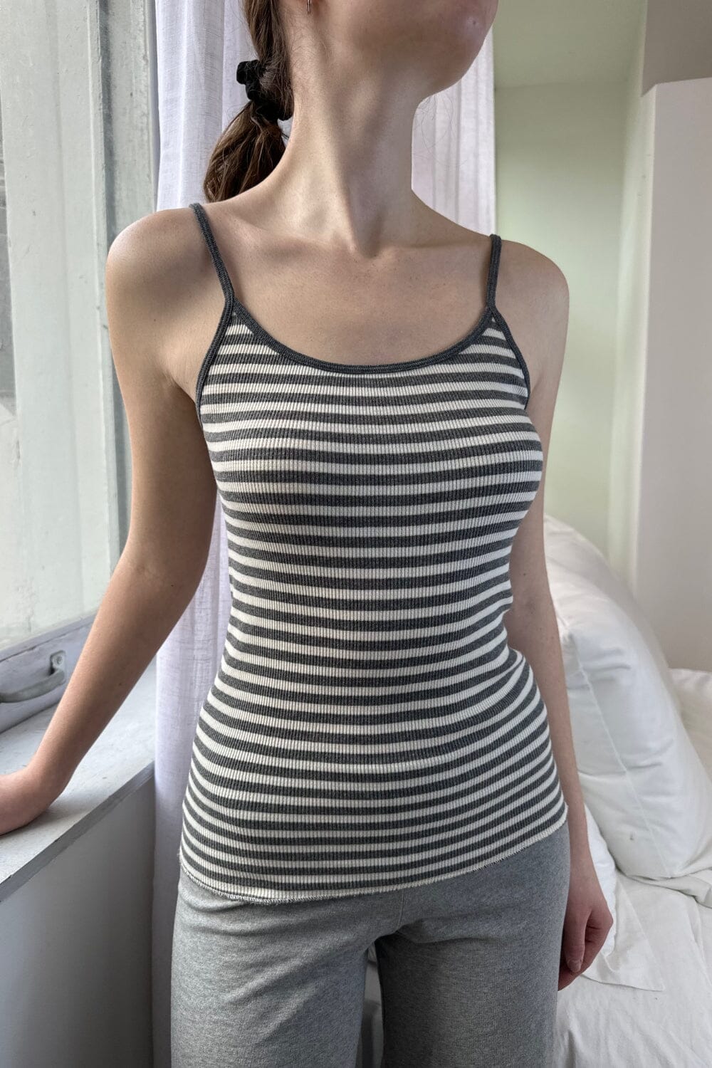 Skylar Striped Tank | Dark Grey White Stripes / XS/S