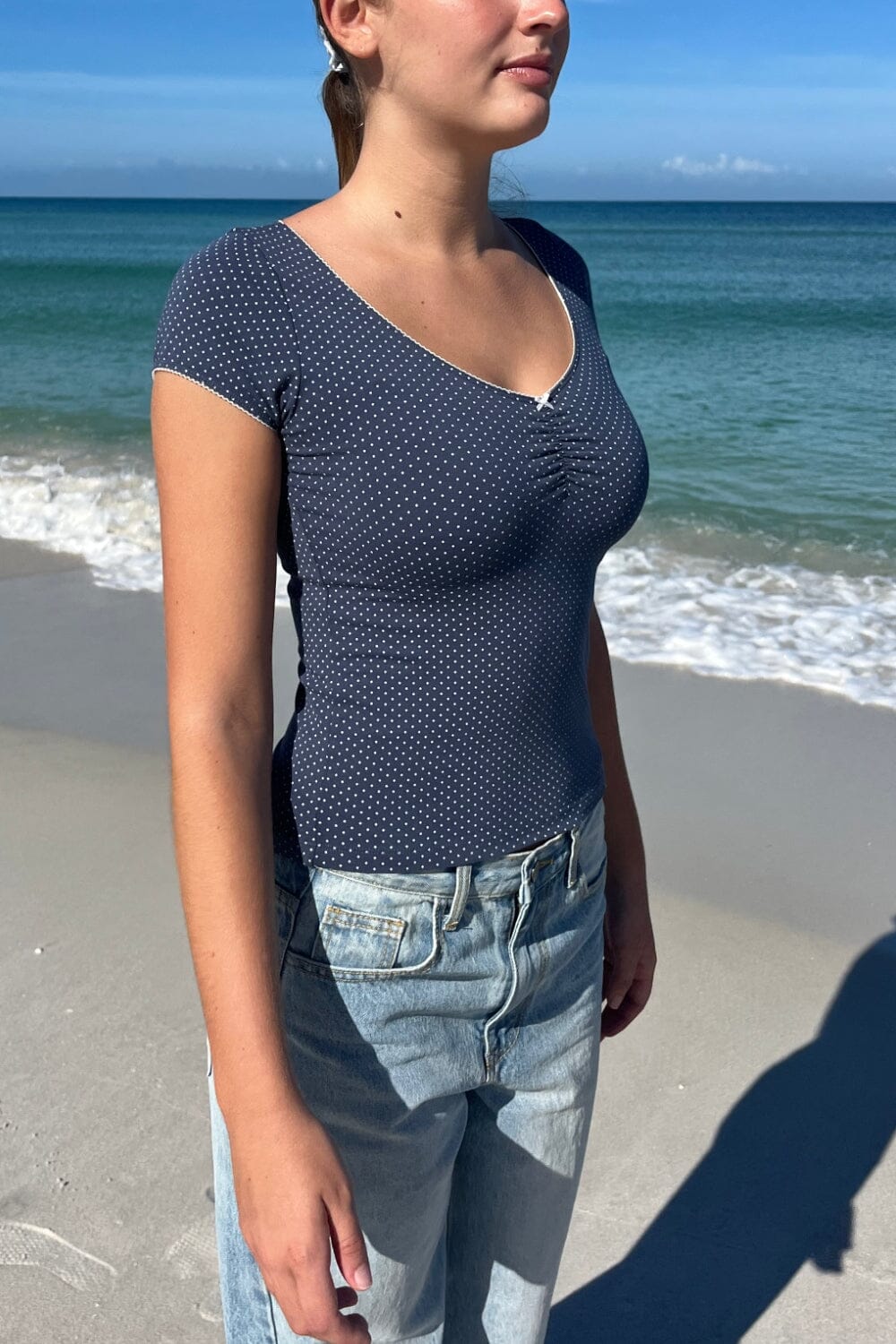 Faded Navy With White Polka Dots / XS/S