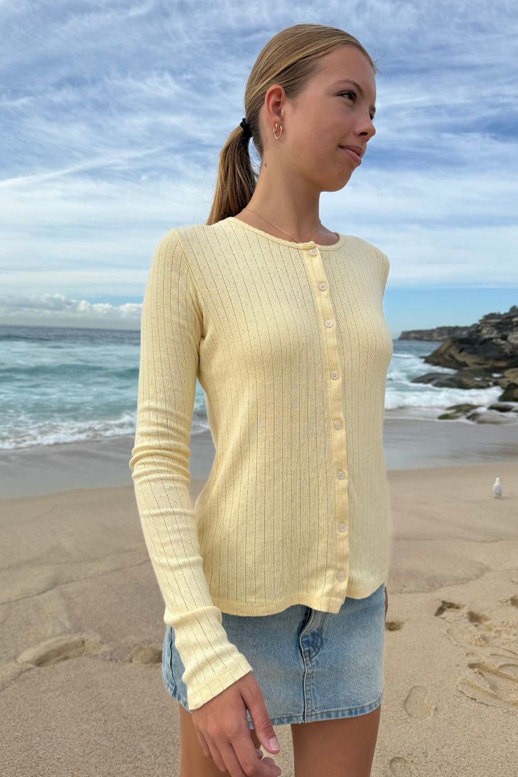 Zelly Eyelet Top | Pastel Yellow / S