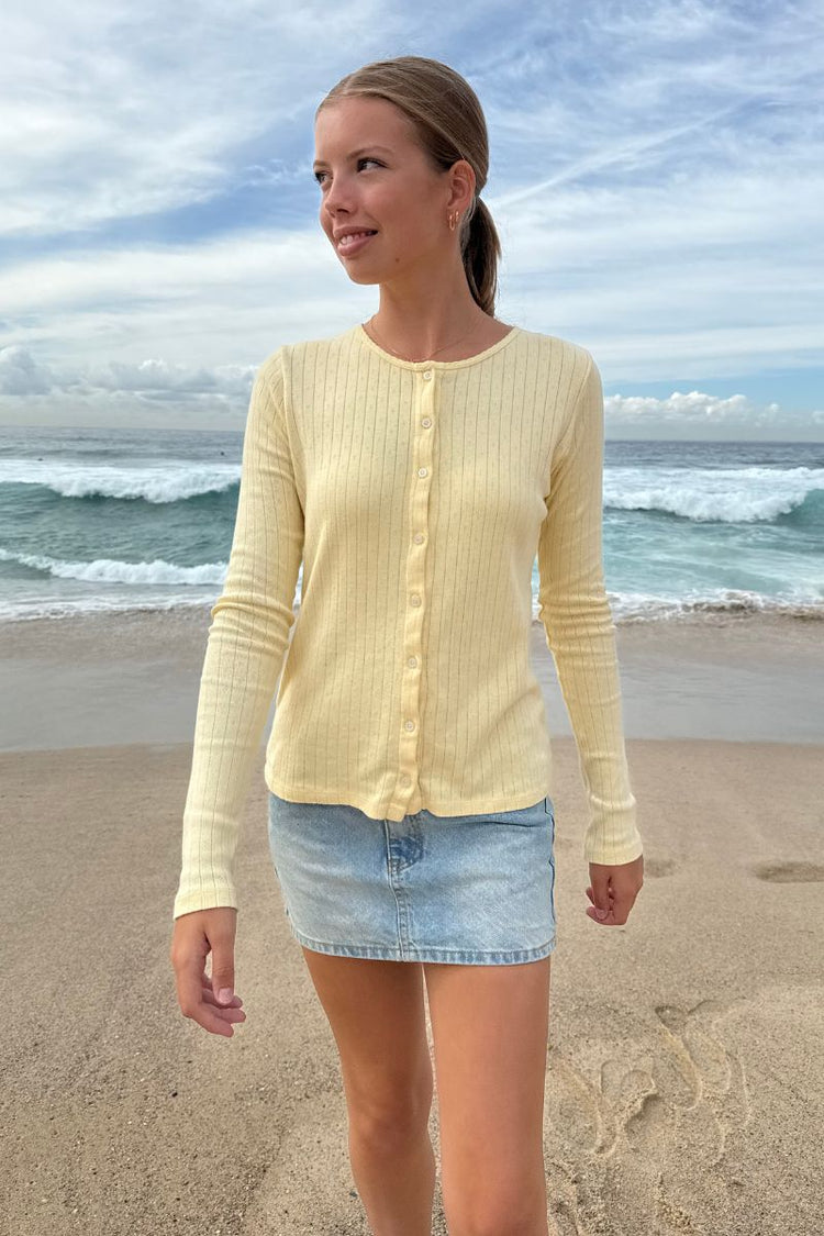Zelly Eyelet Top | Pastel Yellow / S