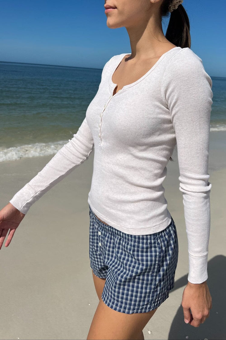 Zelly Long Sleeve Ribbed Top | Ivory / XS/S