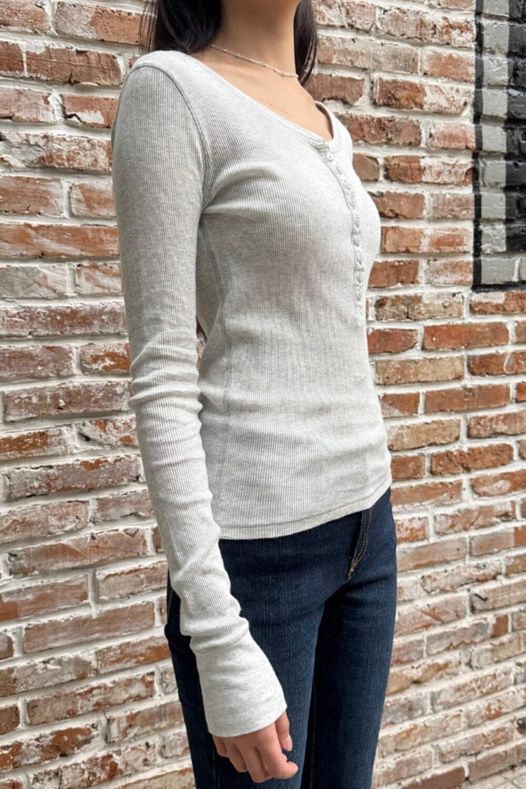 Zelly Ribbed Top | Light Silver Grey / XS/S