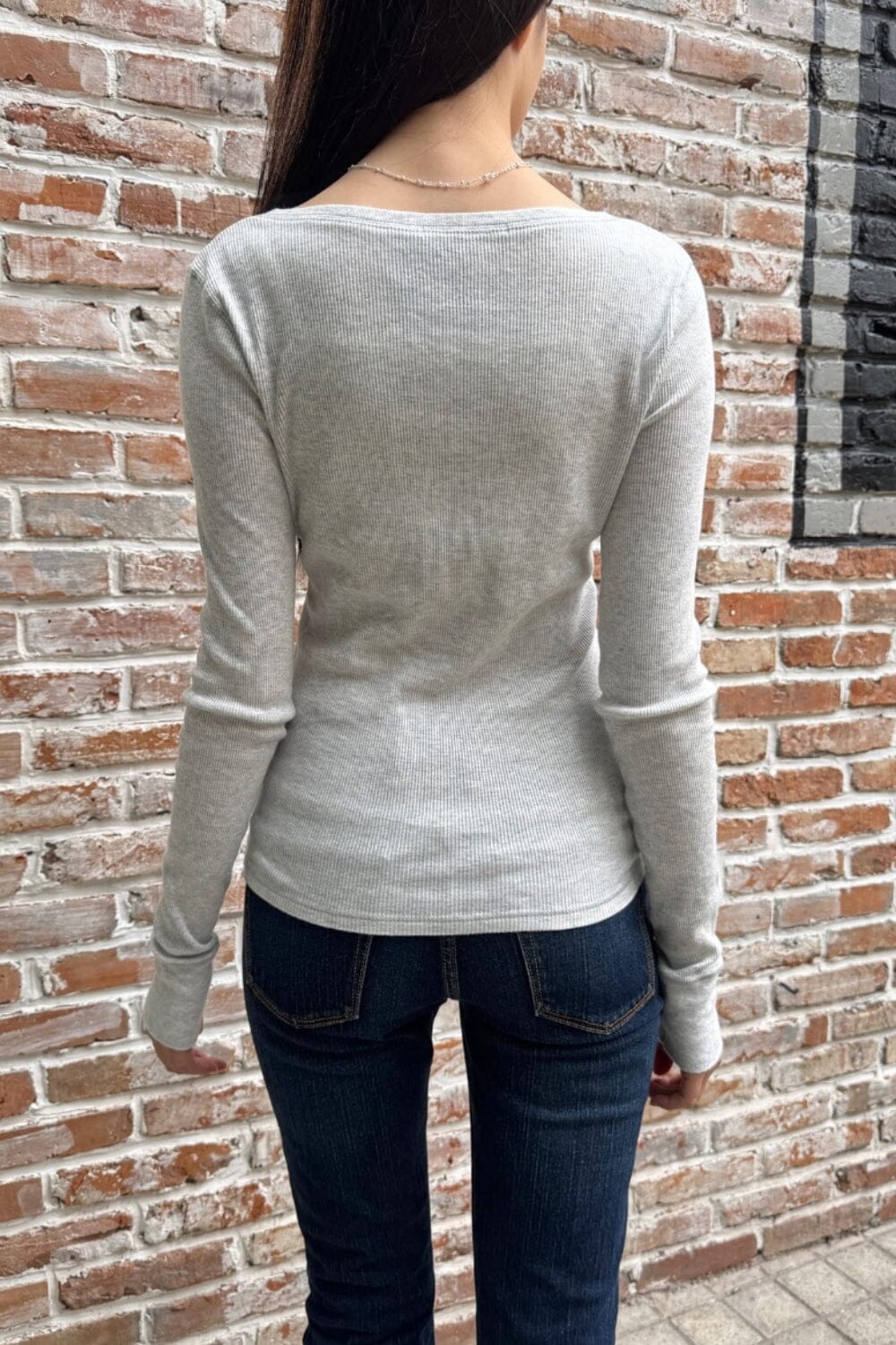 Zelly Ribbed Top | Light Silver Grey / XS/S