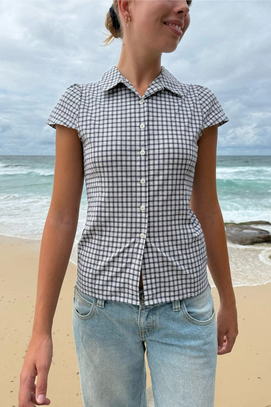 Navy and White Plaid / XS/S