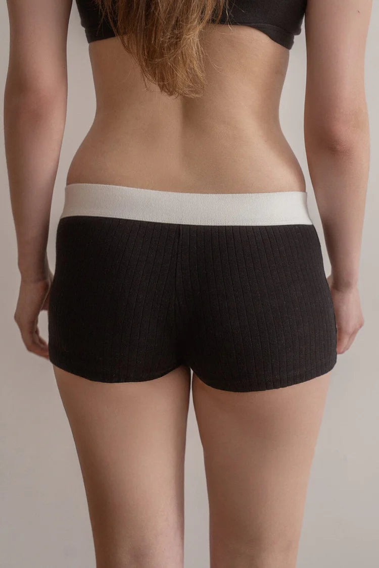 Boy Short Thick Ribbed Underwear | Black / S