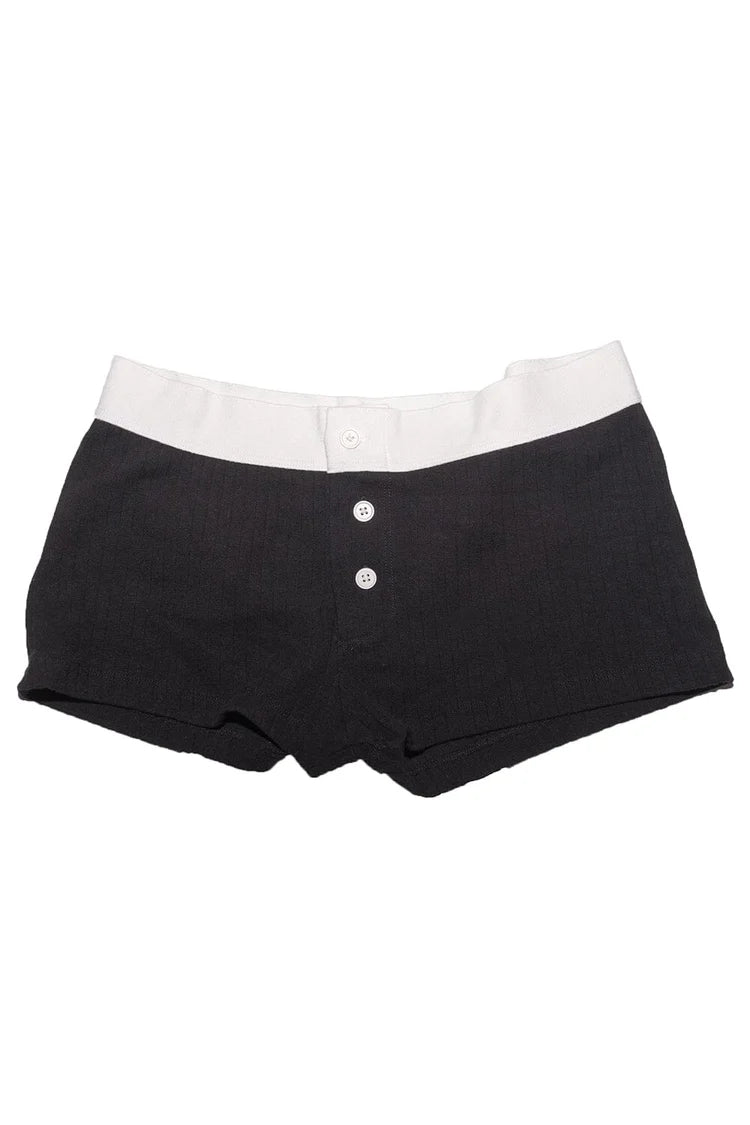 Boy Short Thick Ribbed Underwear | Black / S