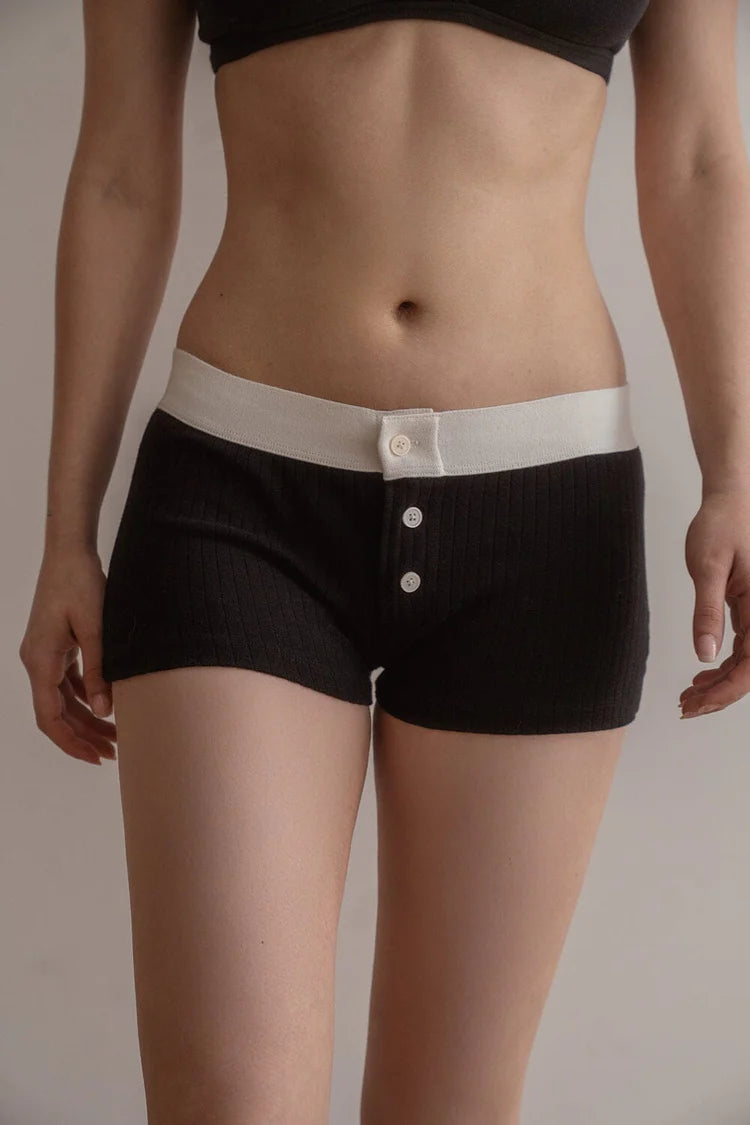 Boy Short Thick Ribbed Underwear | Black / S