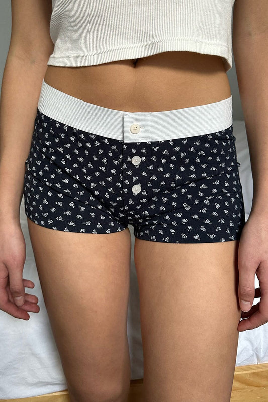 Navy Blue With Floral / XS/S