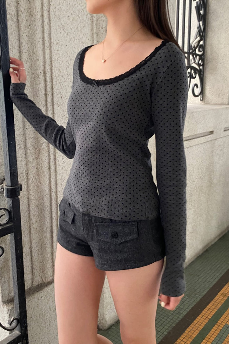McKenna Polka Dots Top | Grey Black Polka Dots / XS/S