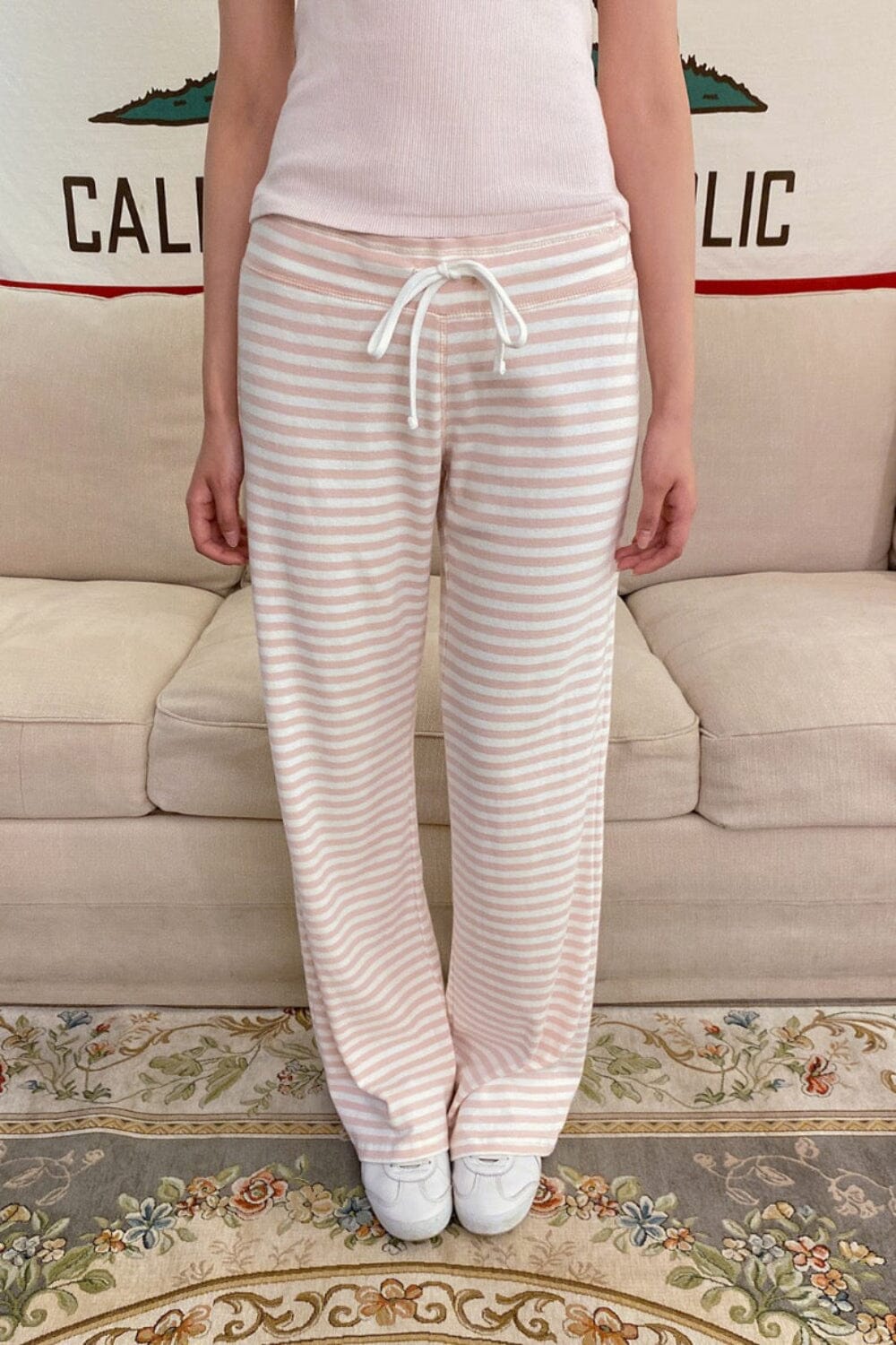Hilary Striped Pants | Light Pink and White Stripe / XS/S