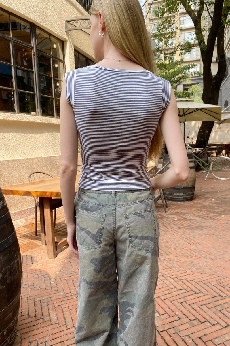 Amara Striped Top | Navy Blue Wite Stripes / XS/S