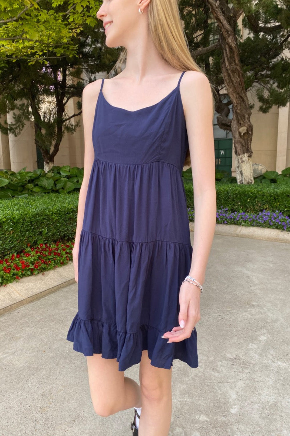 Silvana Ruffle Dress | Navy Blue / XS/S