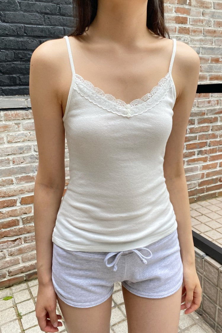 Aden Lace Button Tank | White / XS/S