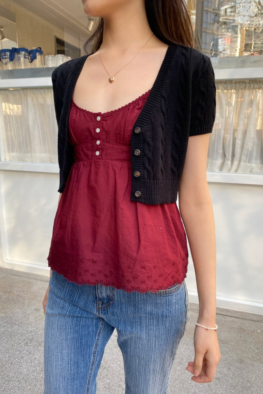 Larah Short Sleeve Cardigan | Black / XS/S