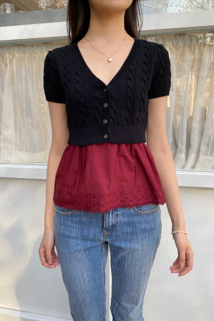 Larah Short Sleeve Cardigan | Black / XS/S