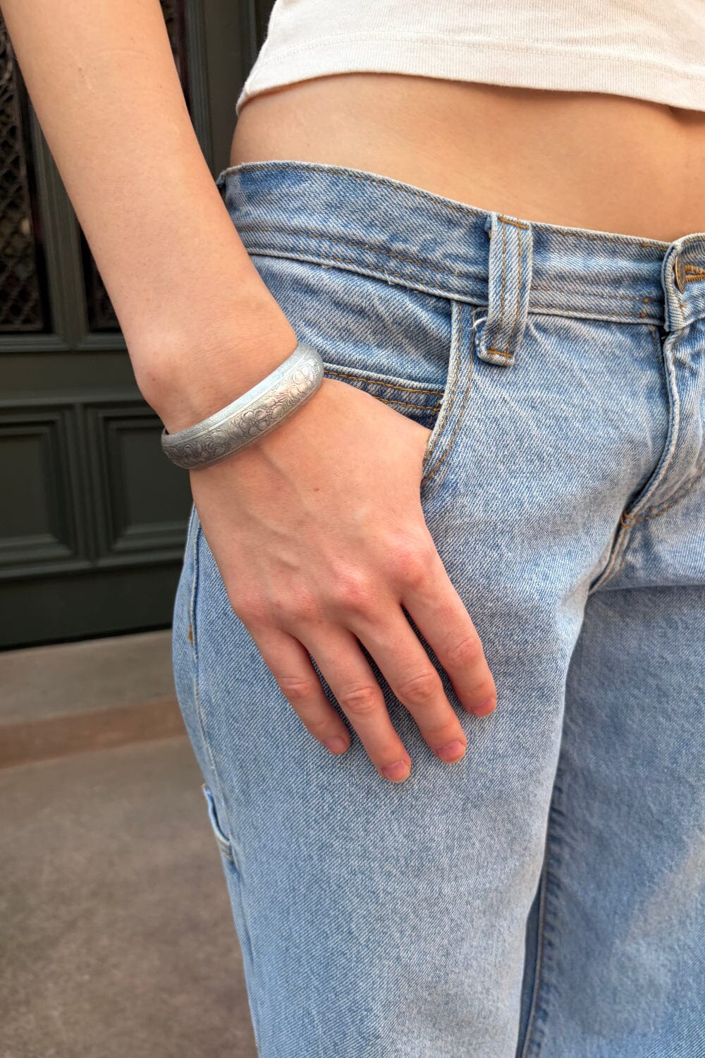 Floral Engraved Bracelet | Silver