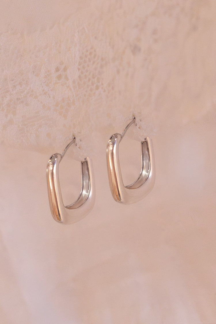 Silver Rectangle Earrings | Silver