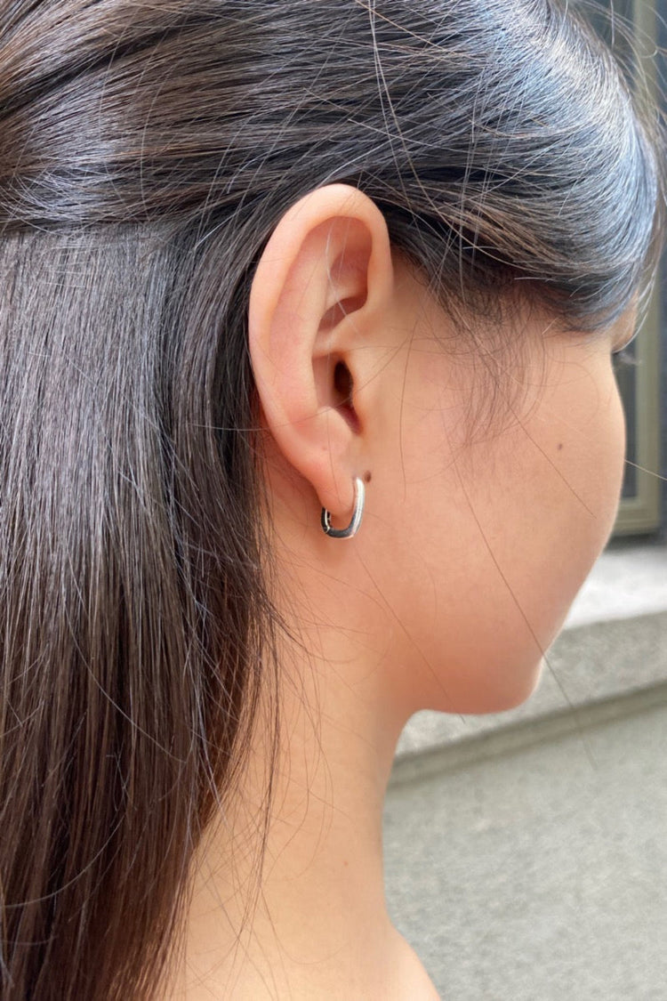 Silver Rectangle Hoop Earrings | Silver