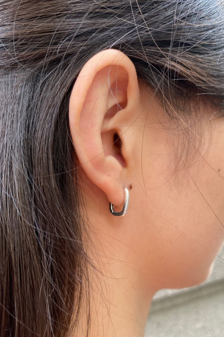Silver Rectangle Hoop Earrings | Silver