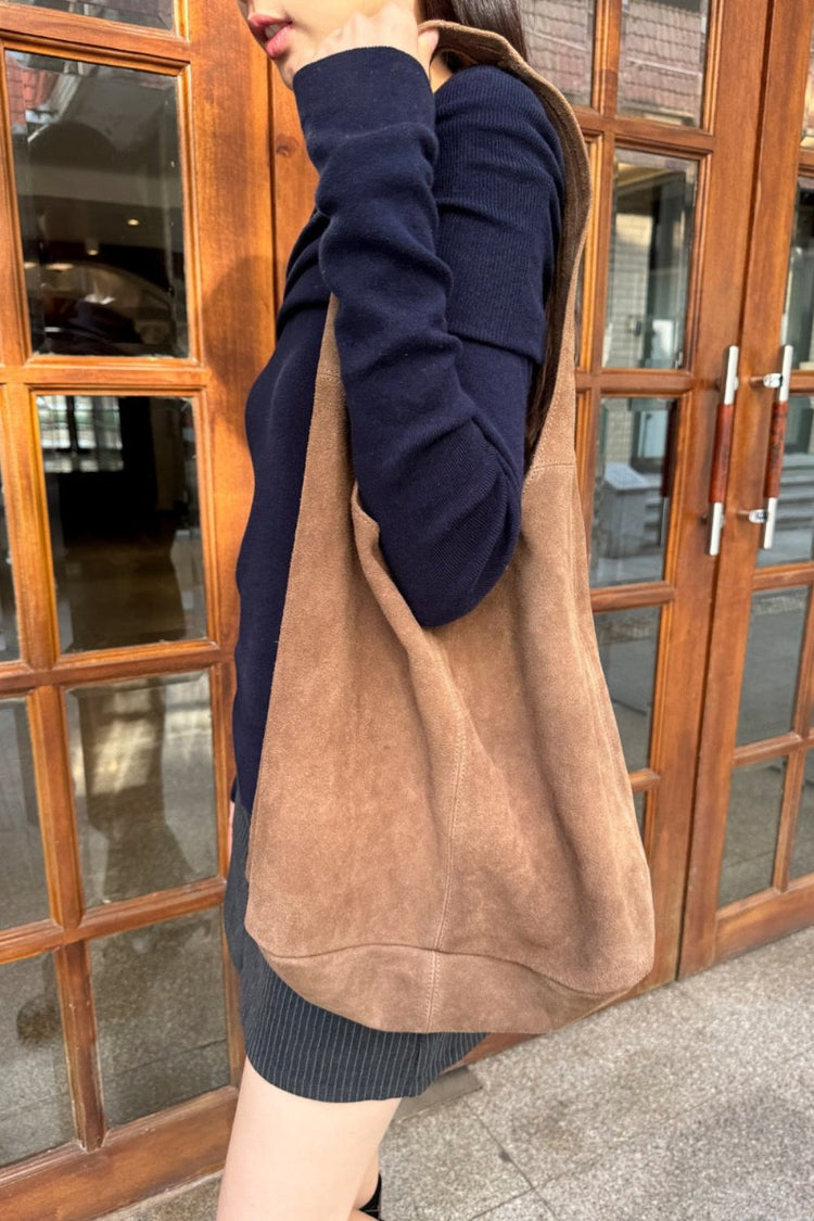 Suede Shoulder Bag | Brown Suede