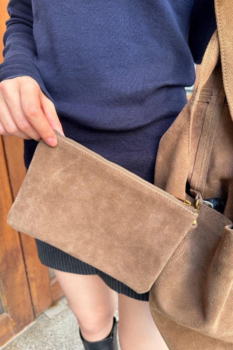 Suede Shoulder Bag | Brown Suede