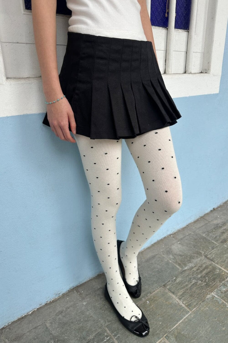 Polka Dots Tights | White with Black Polka Dots
