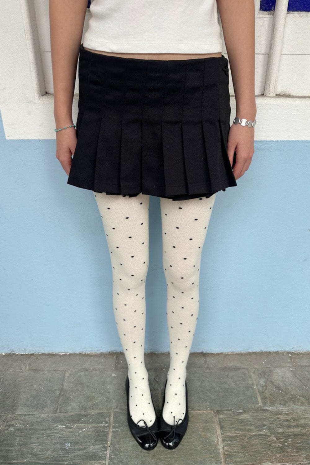 Polka Dots Tights | White with Black Polka Dots