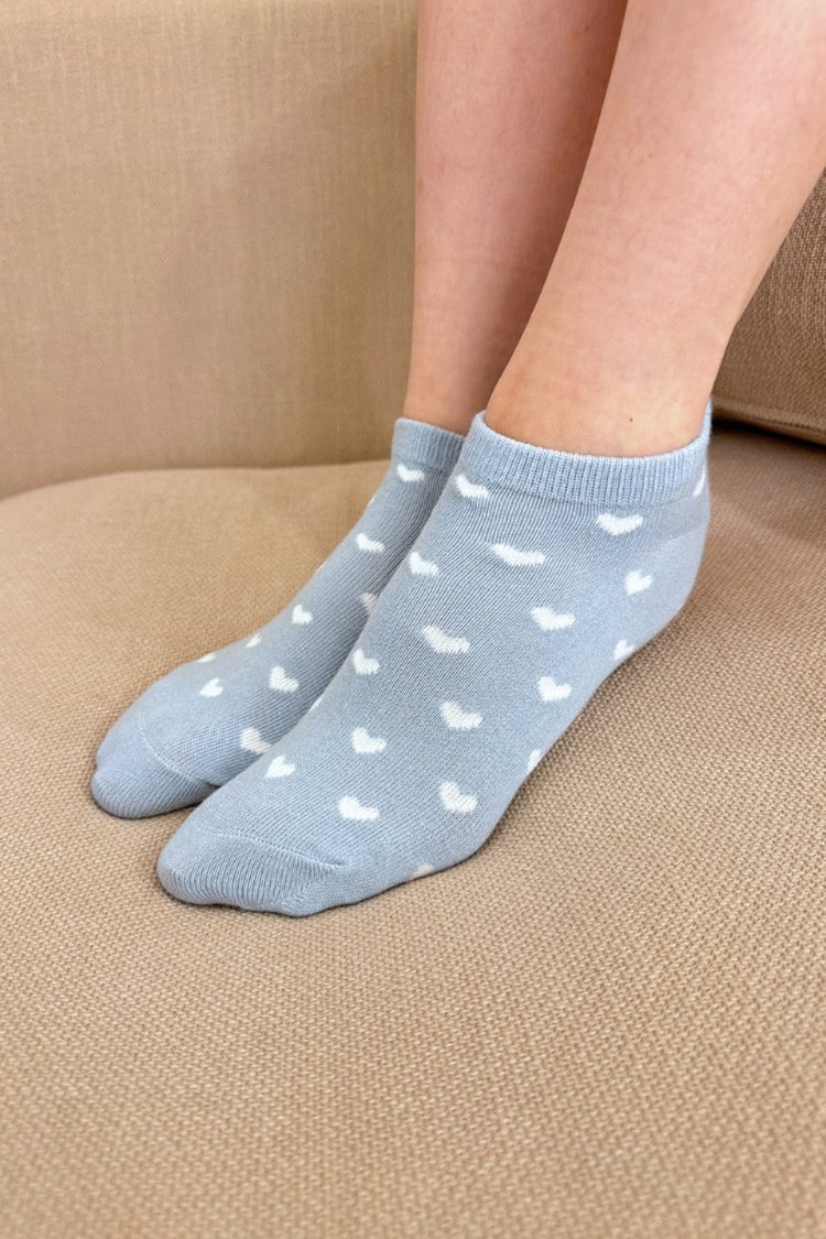 White Heart Socks | Pale Blue White Hearts