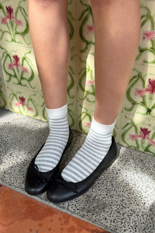 Heather Grey White Stripes