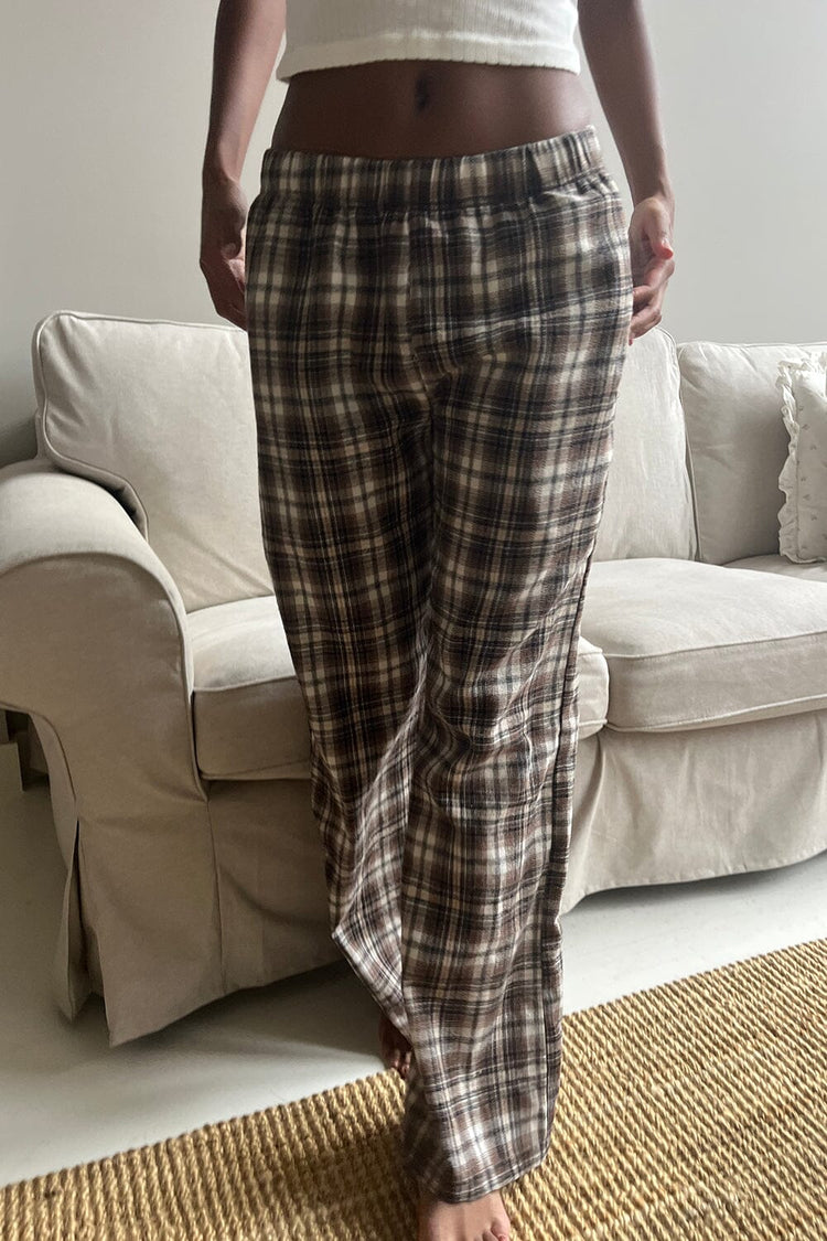 Catherine Pants | brown and cream plaid / S/M