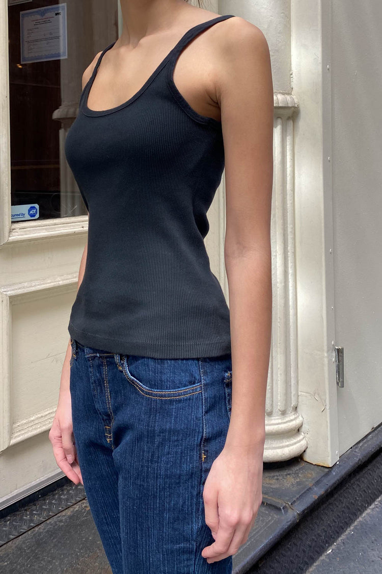 Beyonca Long Tank | Faded Black / Regular Fit