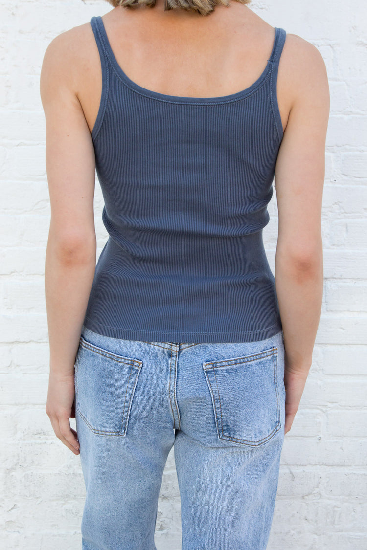 Beyonca Long Tank | Faded Navy Blue / Regular Fit