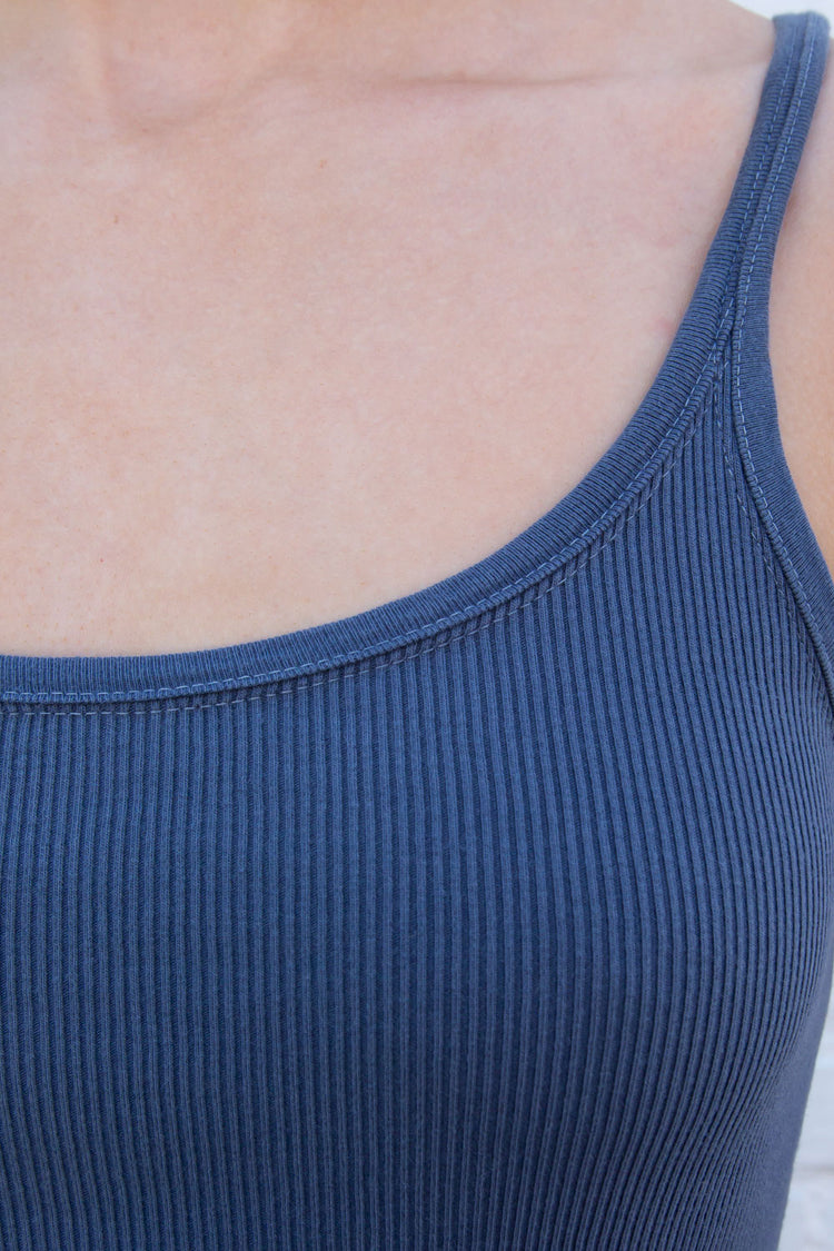 Beyonca Long Tank | Faded Navy Blue / Regular Fit