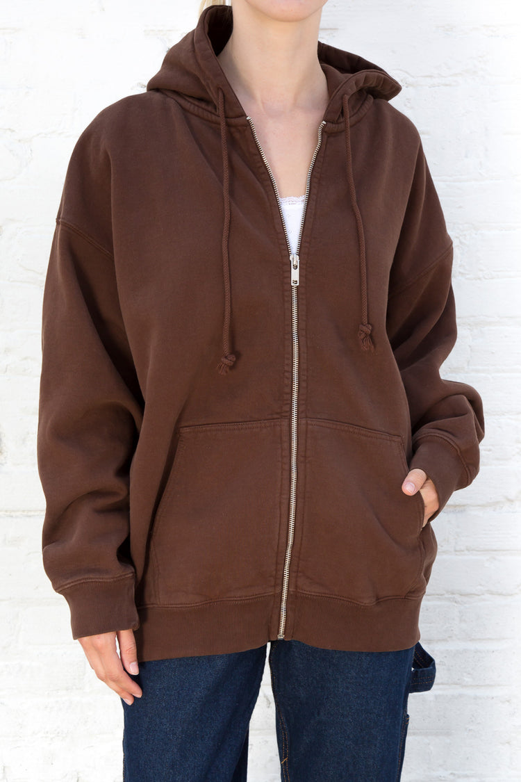 Jacket Brauner Zip Up Hoodie Brown Brandy Melville Oversized Zip