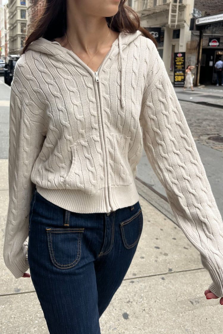 Ayla Cable Knit Zip Up Sweater